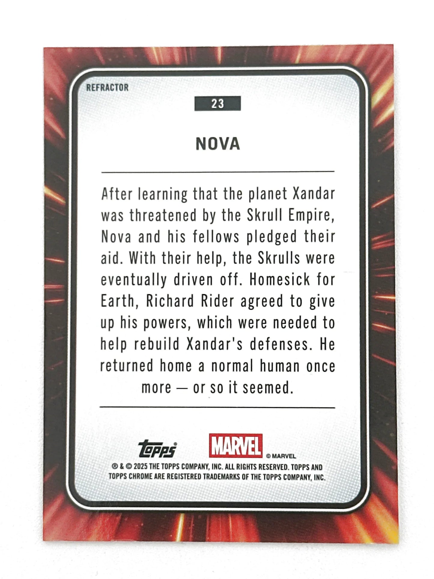2025 Topps Marvel Chrome #023 Nova Base Refractor - Glass City Comics & Collectibles