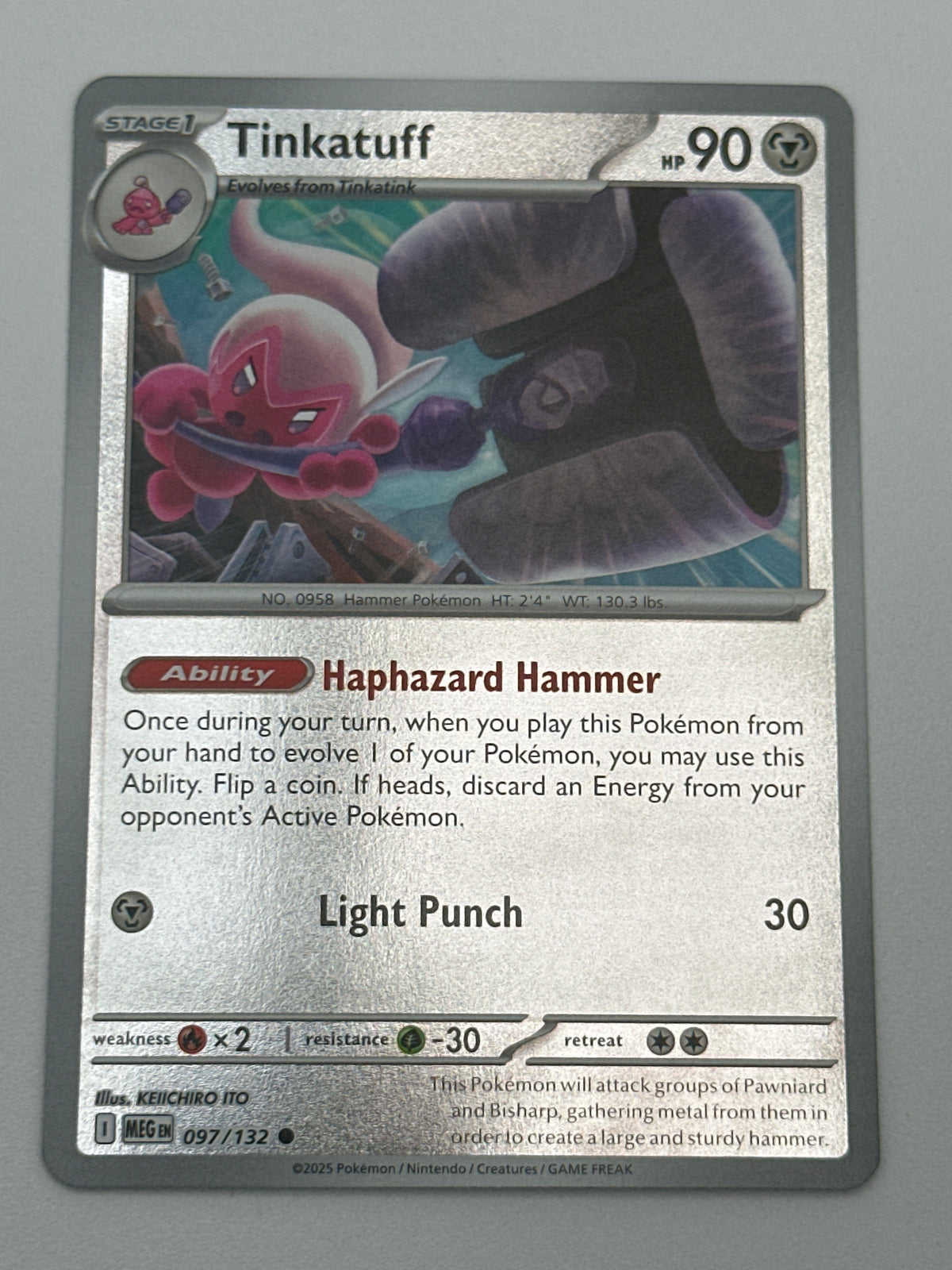 Pokémon Trading Card Game Mega Evolution MEG 097/132 Tinkatuff Reverse Holo Card