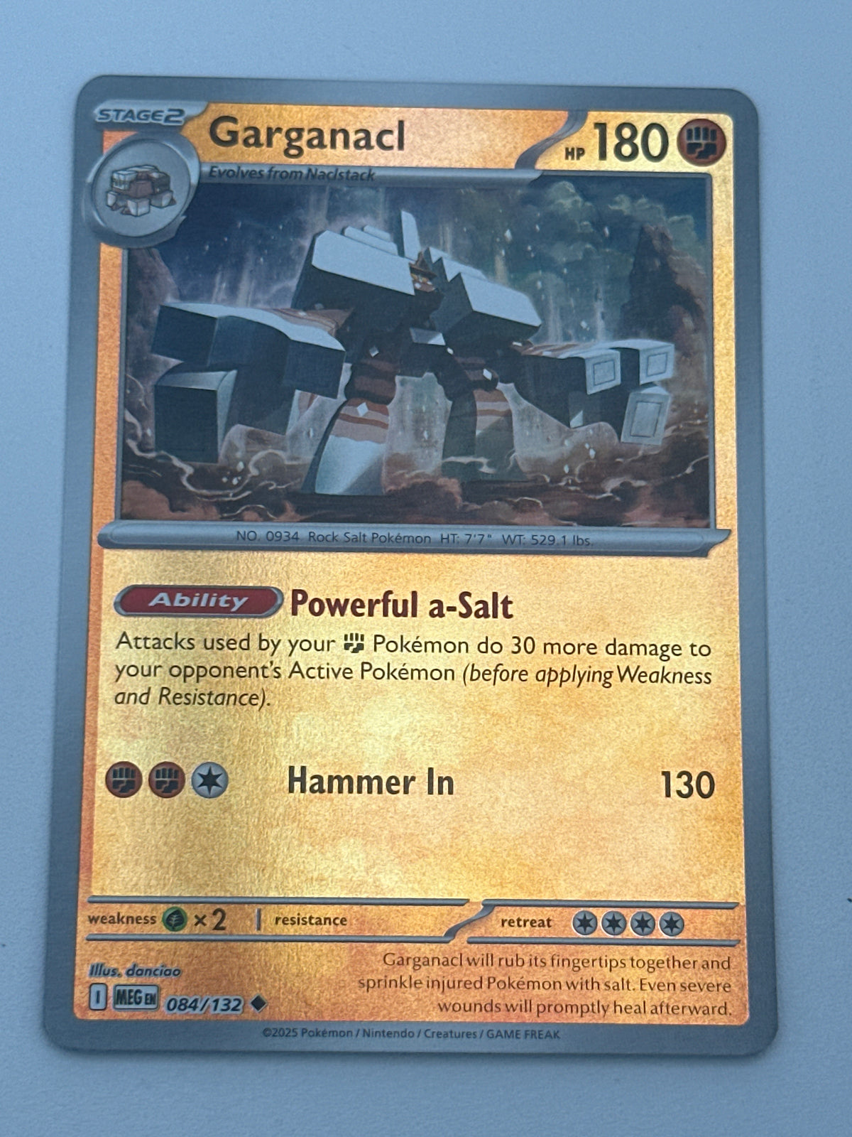 Pokémon Trading Card Game Mega Evolution MEG 084/132 Garganacl Reverse Holo Card