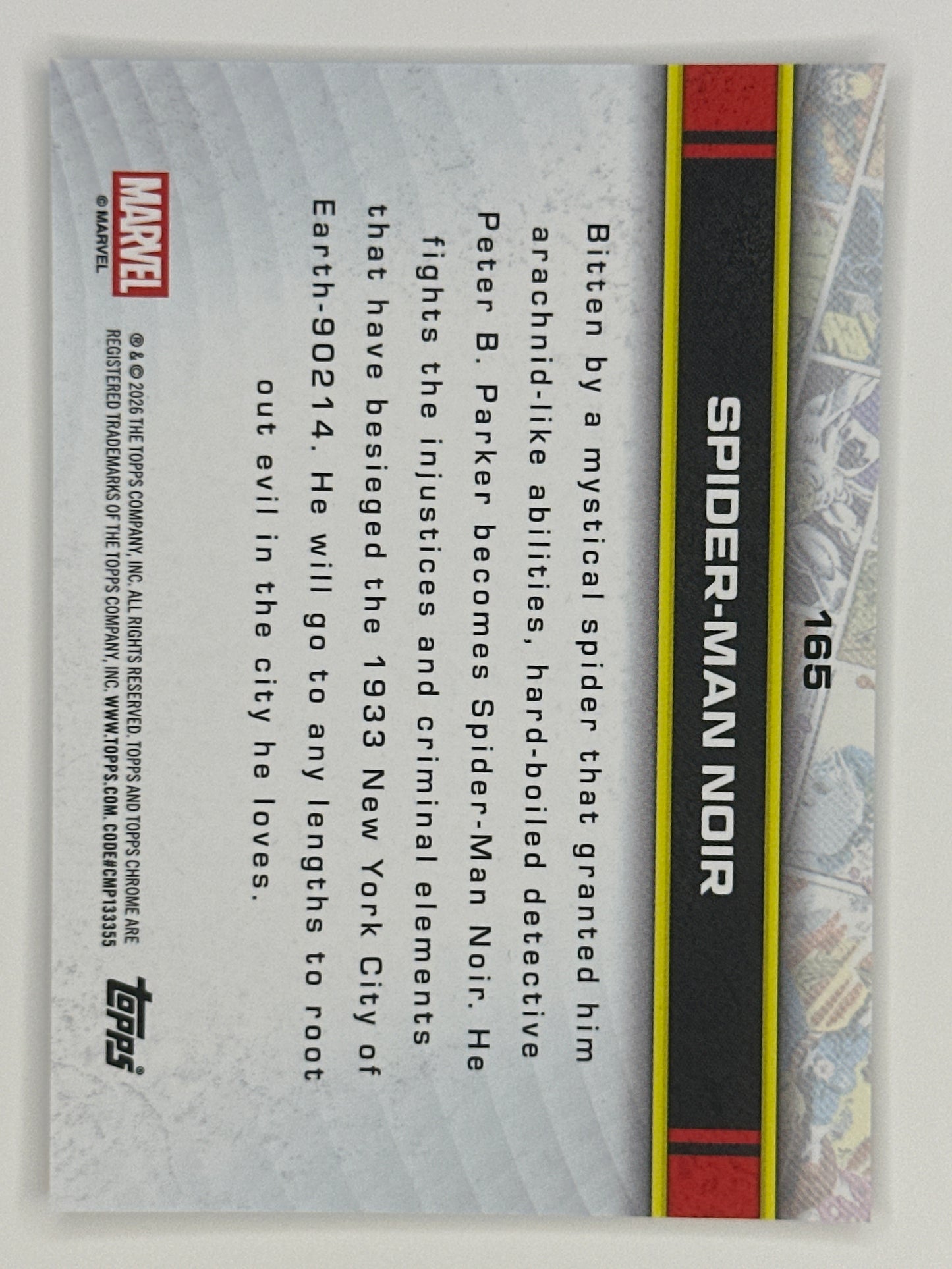 2026 Topps Marvel Chrome 165 Spider-Man Noir Base Card
