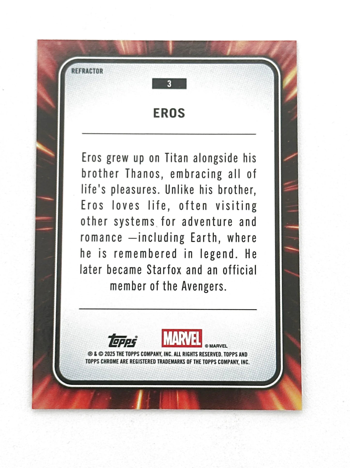 2025 Topps Marvel Chrome #003 Eros Base Refractor - Glass City Comics & Collectibles