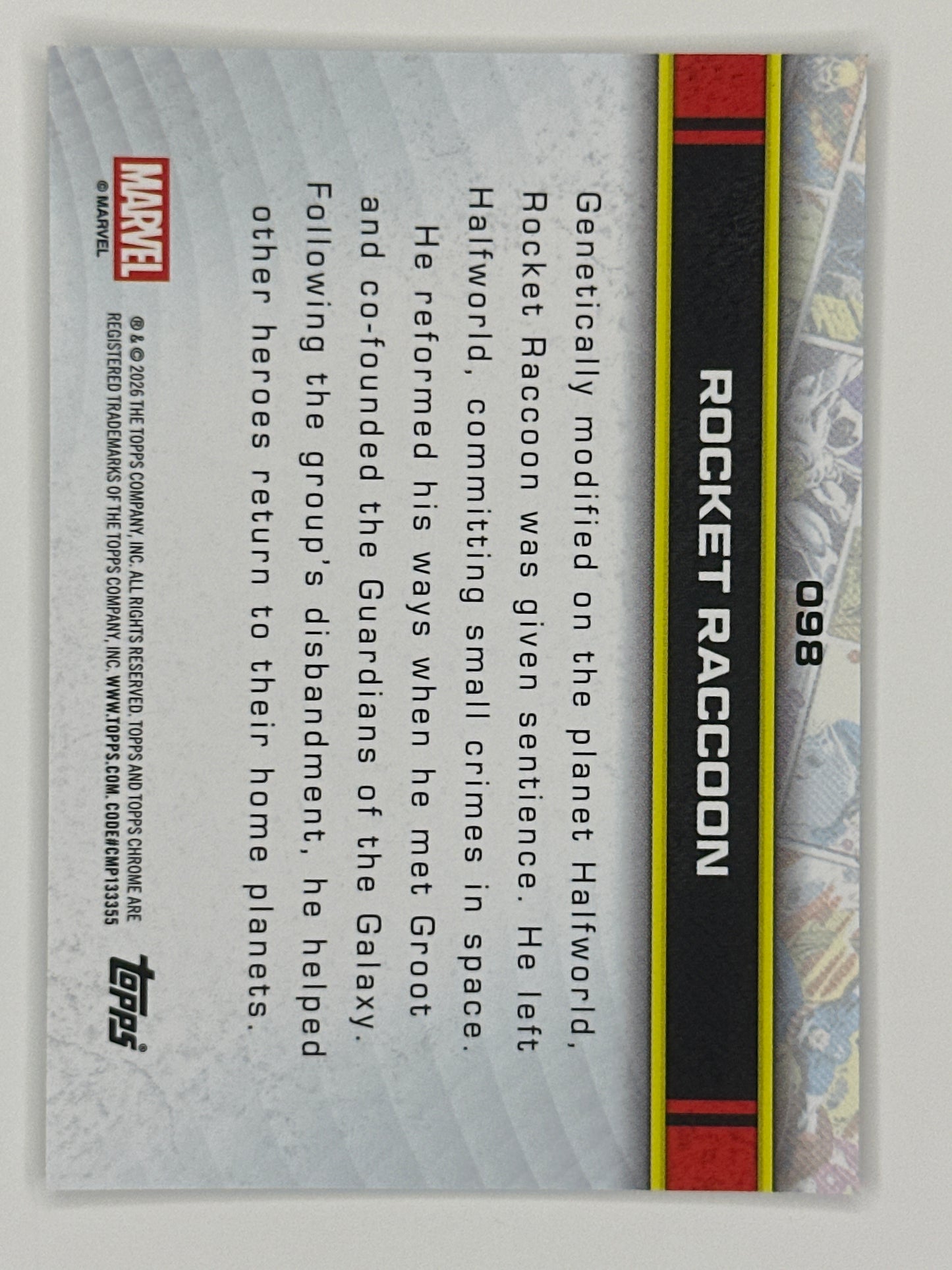 2026 Topps Marvel Chrome 098 Rocket Raccoon Base Card