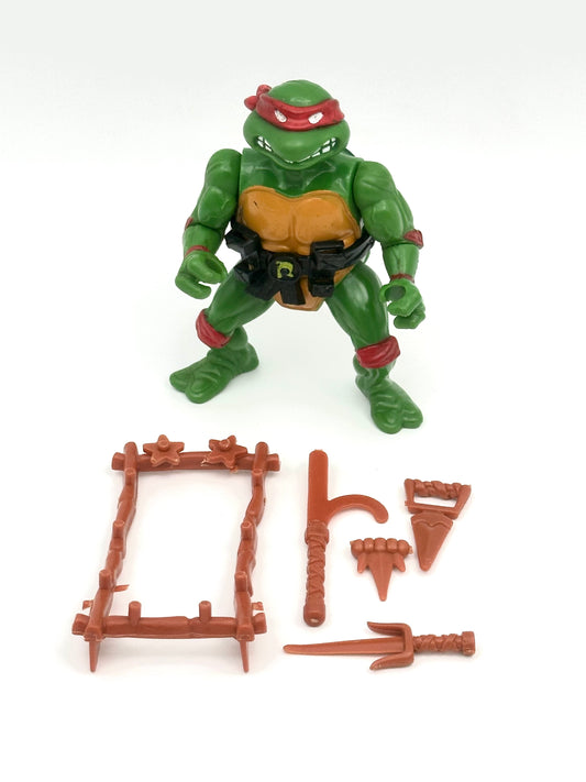 Vintage 1988 TMNT Raphael Soft Head Action Figure – Near Complete Original Playmates Release