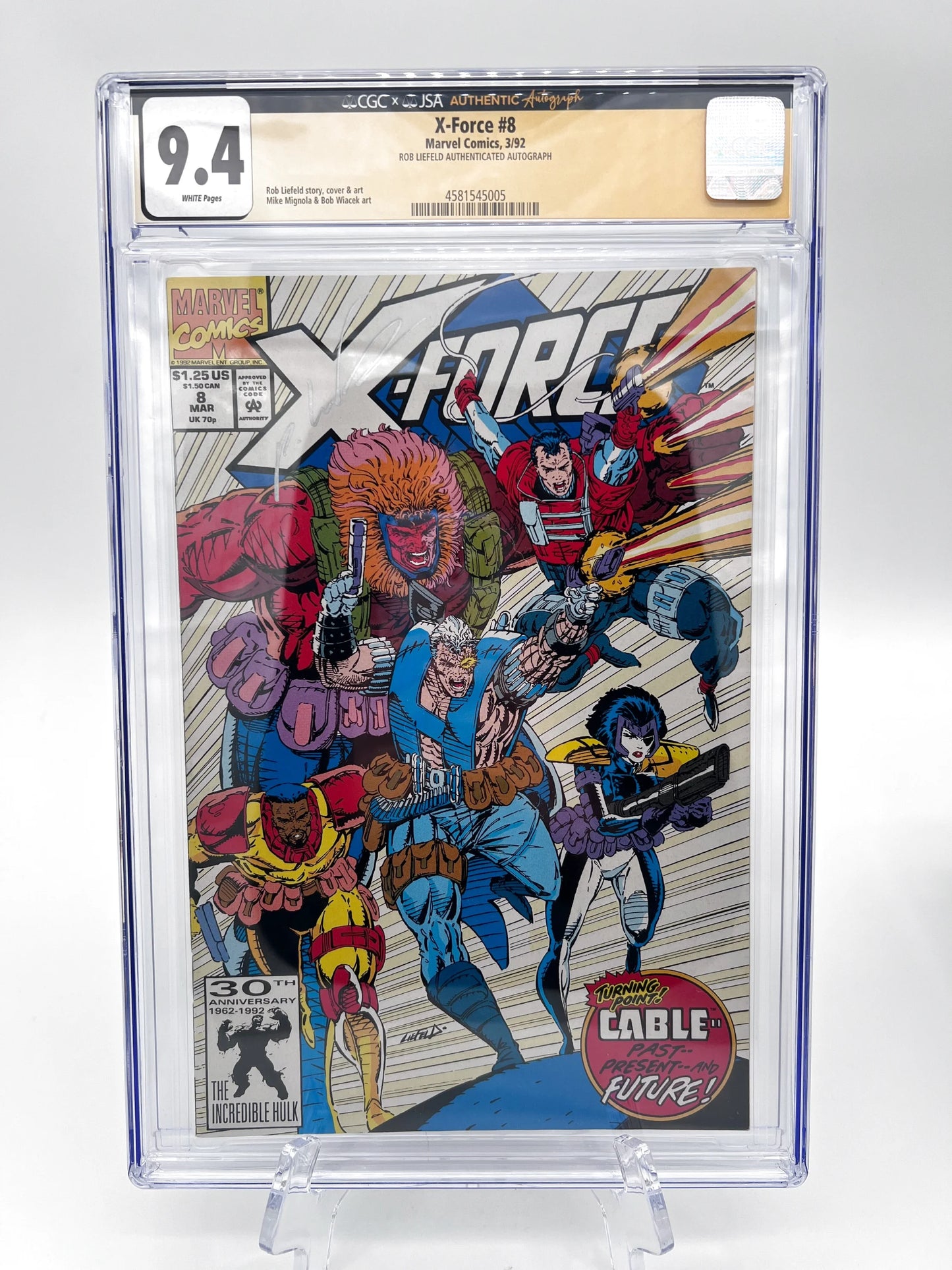 X-Force #8 Rob Liefeld Autographed Graded