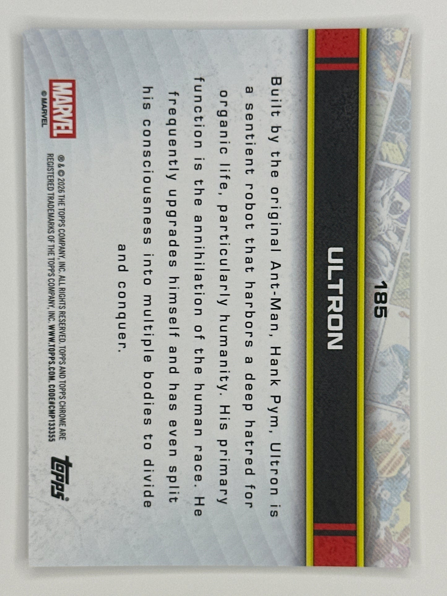 2026 Topps Marvel Chrome 185 Ultron Base Card