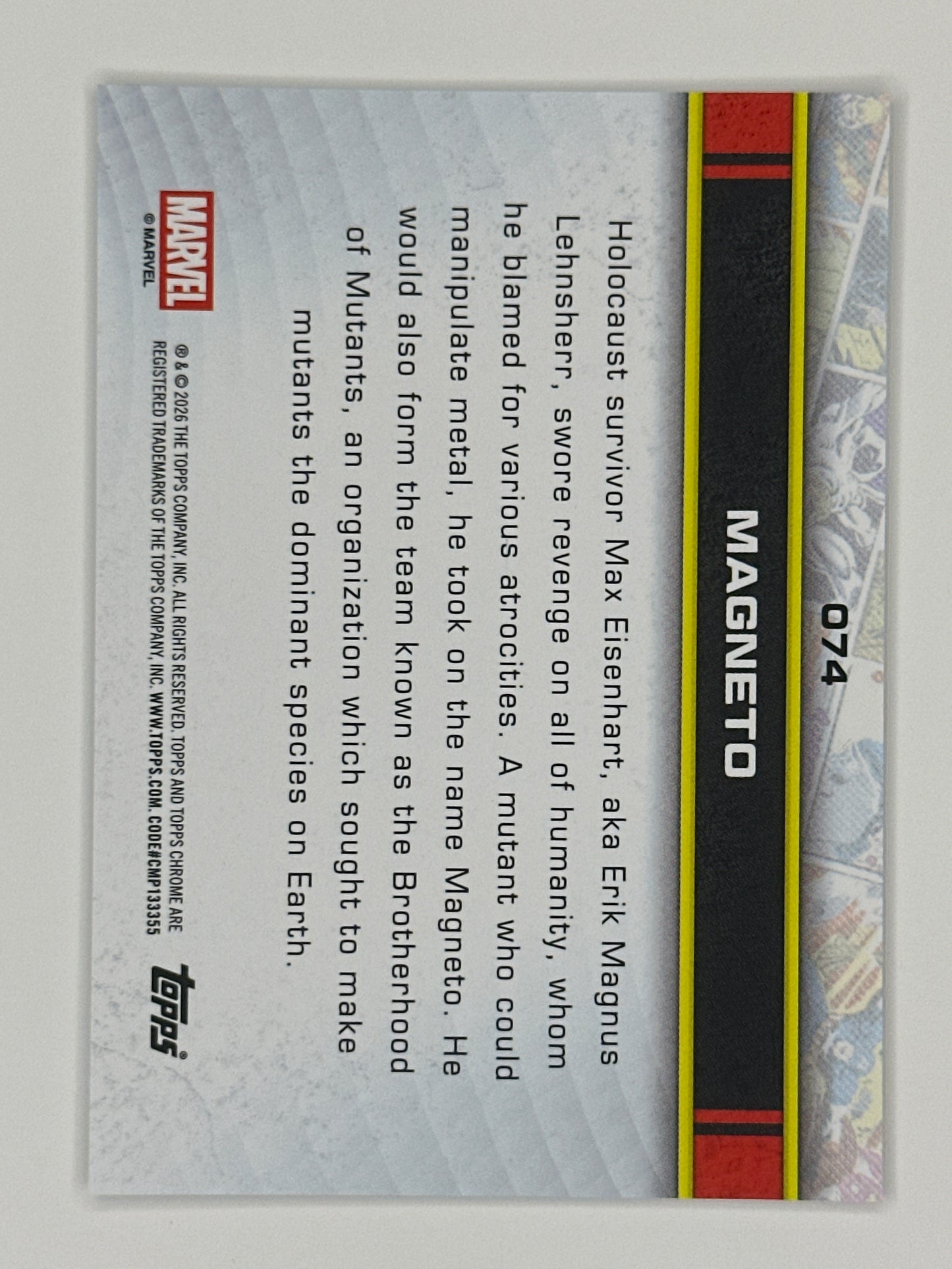 2026 Topps Marvel Chrome 074 Magneto Base Card