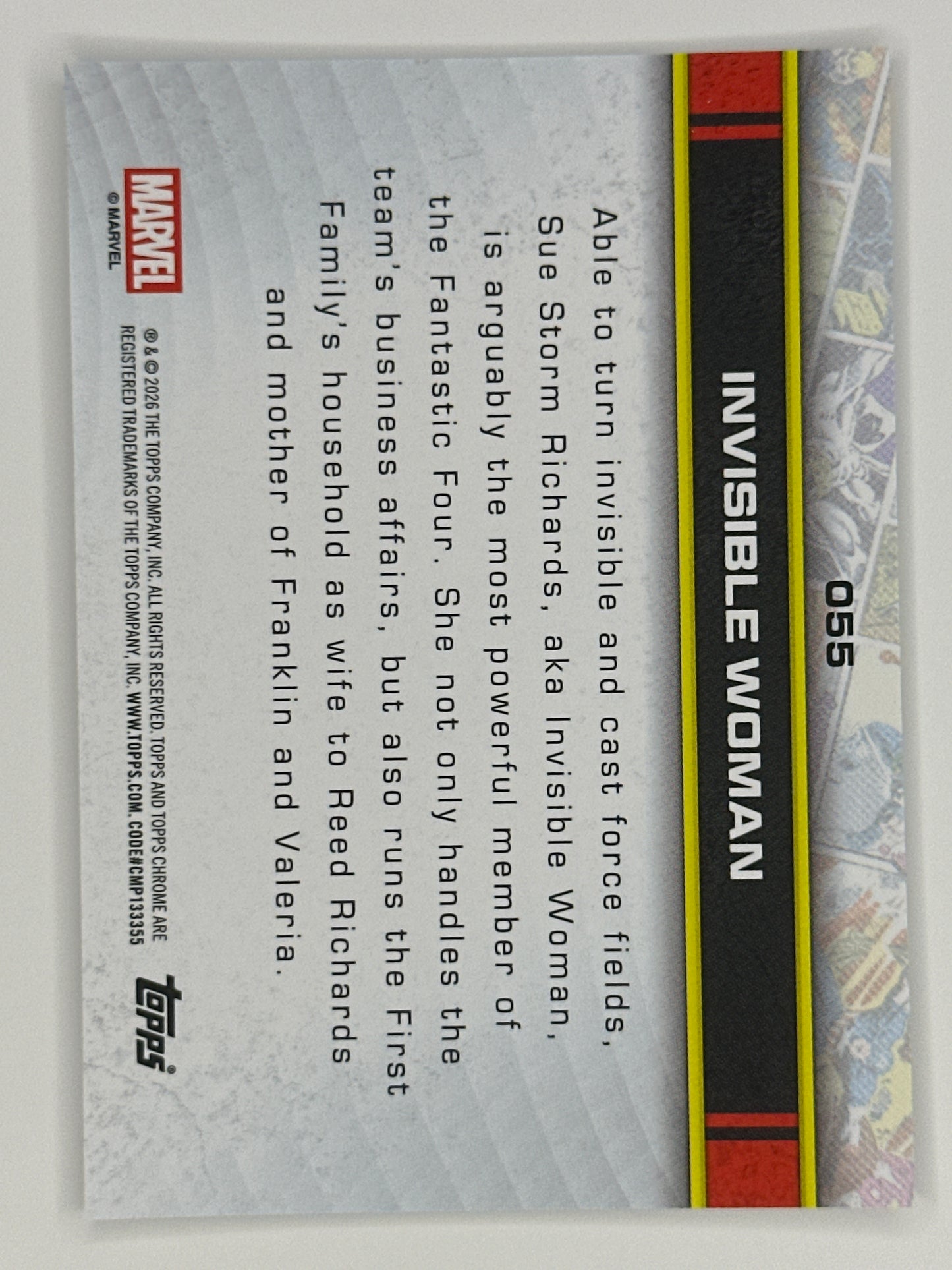 2026 Topps Marvel Chrome 055 Invisible Woman Base Card