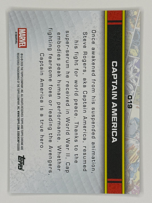 2026 Topps Marvel Chrome 019 Captain America Base Card