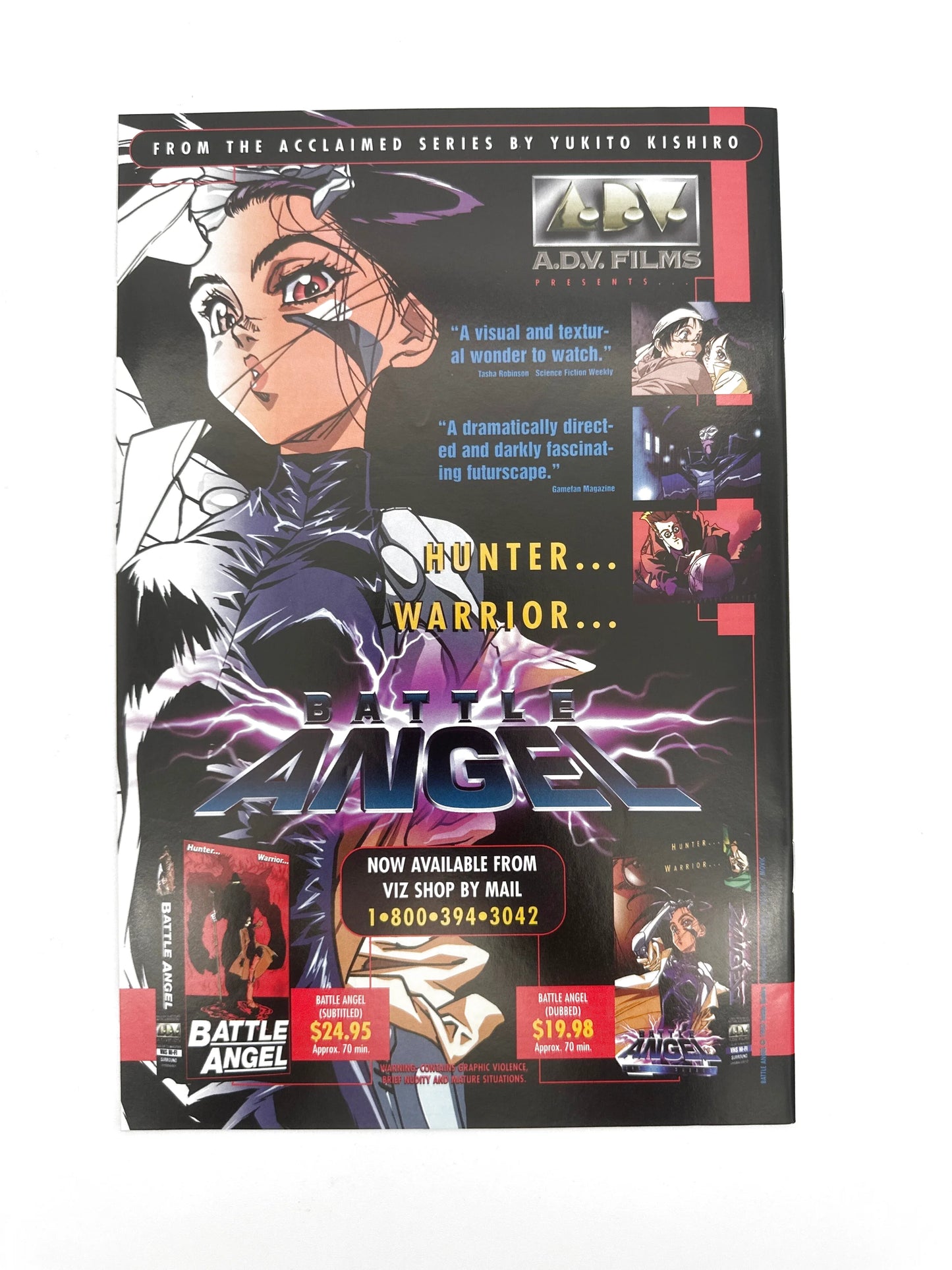 A vintage anime advertisement for Battle Angel