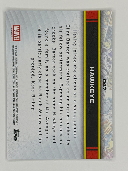 2026 Topps Marvel Chrome 047 Hawkeye Base Card