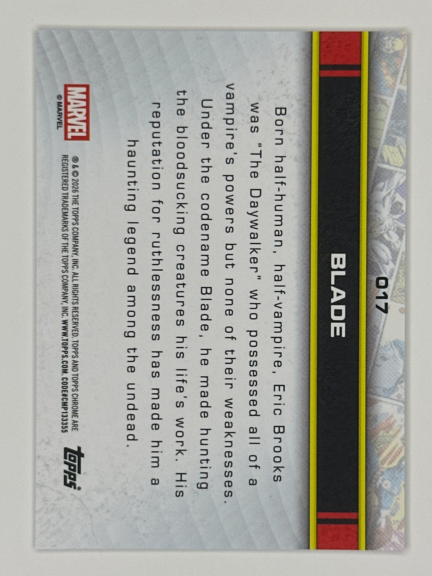 2026 Topps Marvel Chrome 017 Blade Pink Refractor Card 202/250