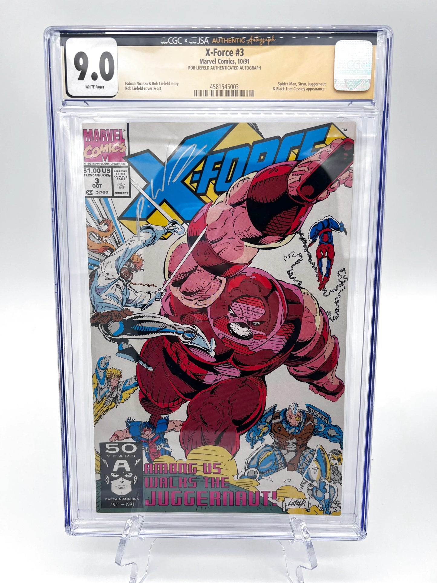 X-Force #3 Rob Liefeld Autographed Graded
