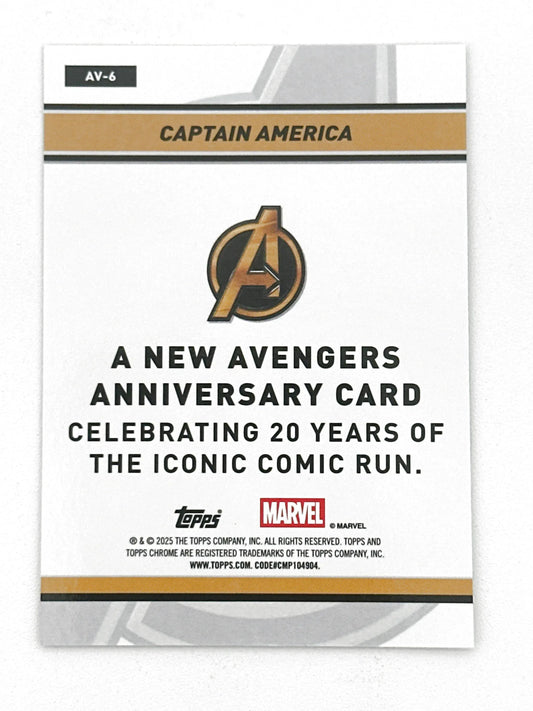 2025 Topps Marvel Chrome #000AV-6 Captain America New Avengers 20 Years - Glass City Comics & Collectibles