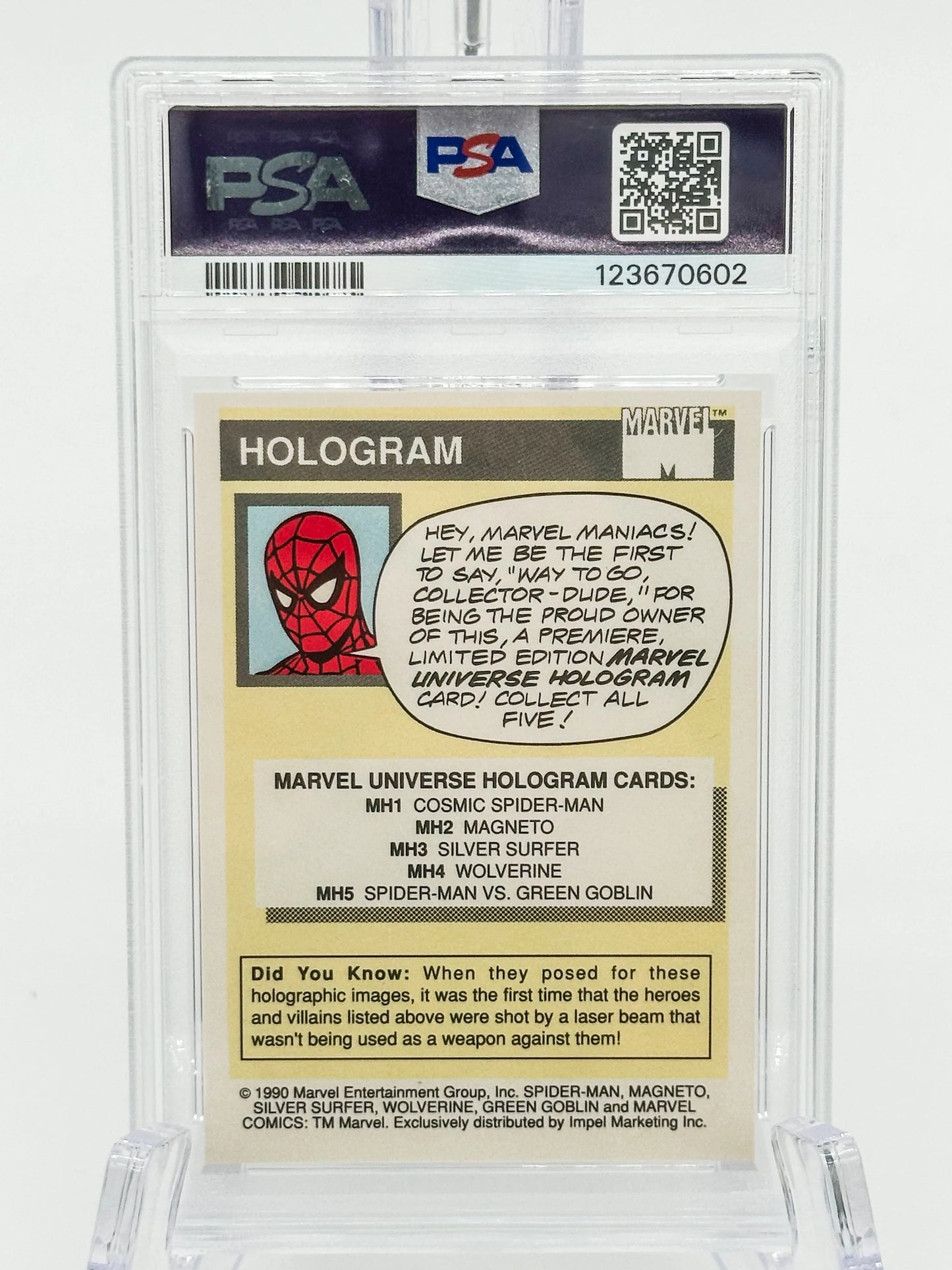 1990 Impel Marvel Universe Series I #000MH4 Wolverine Hologram PSA 7 - Glass City Comics & Collectibles