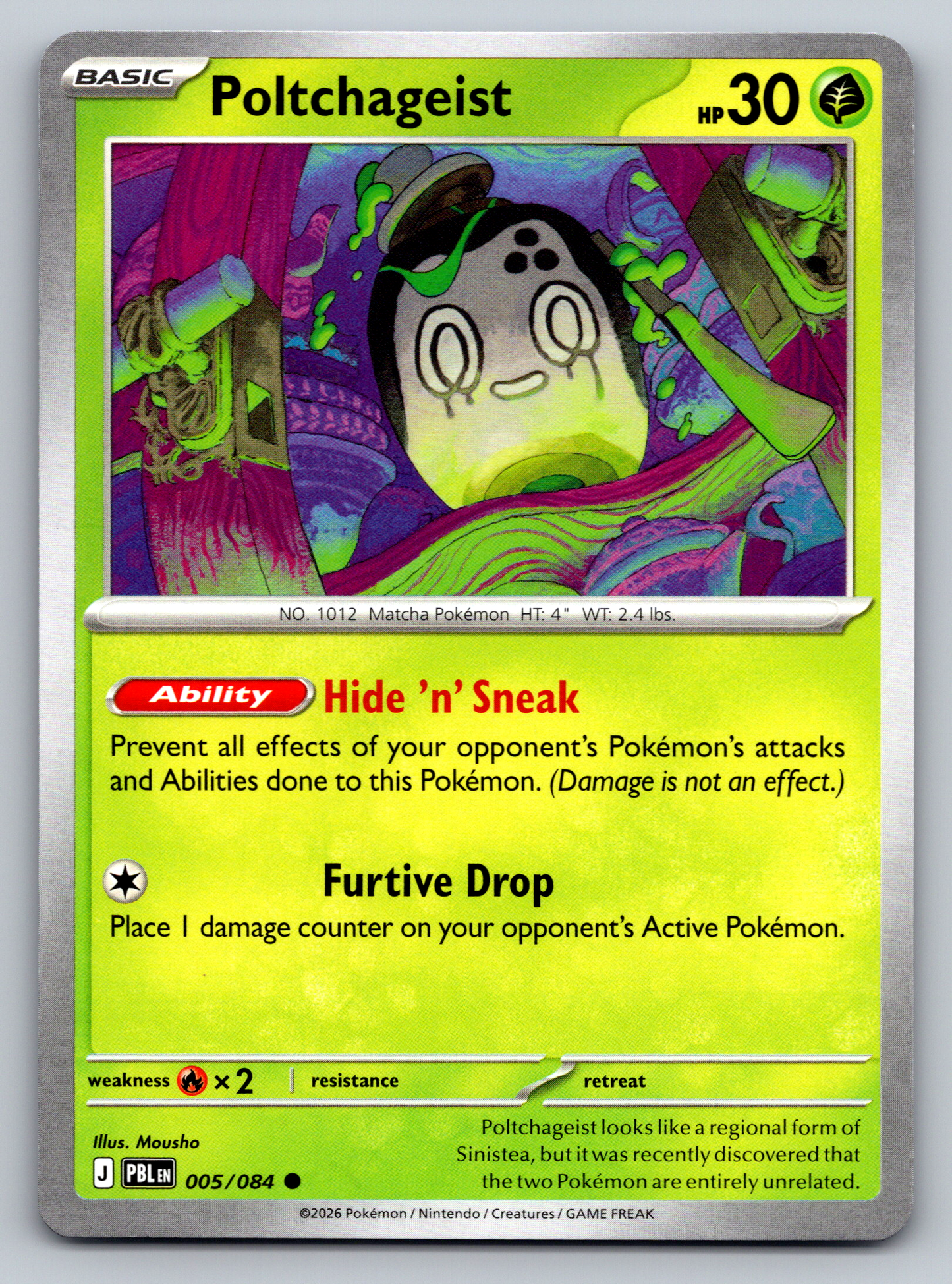 Pokémon Trading Card Game Mega Evolution Pitch Black PBL 005/084 Poltchageist Card