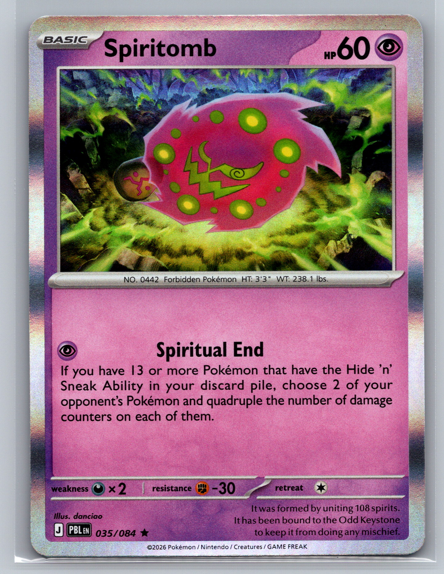 Pokémon Trading Card Game Mega Evolution Pitch Black PBL 035/084 Spiritomb Card