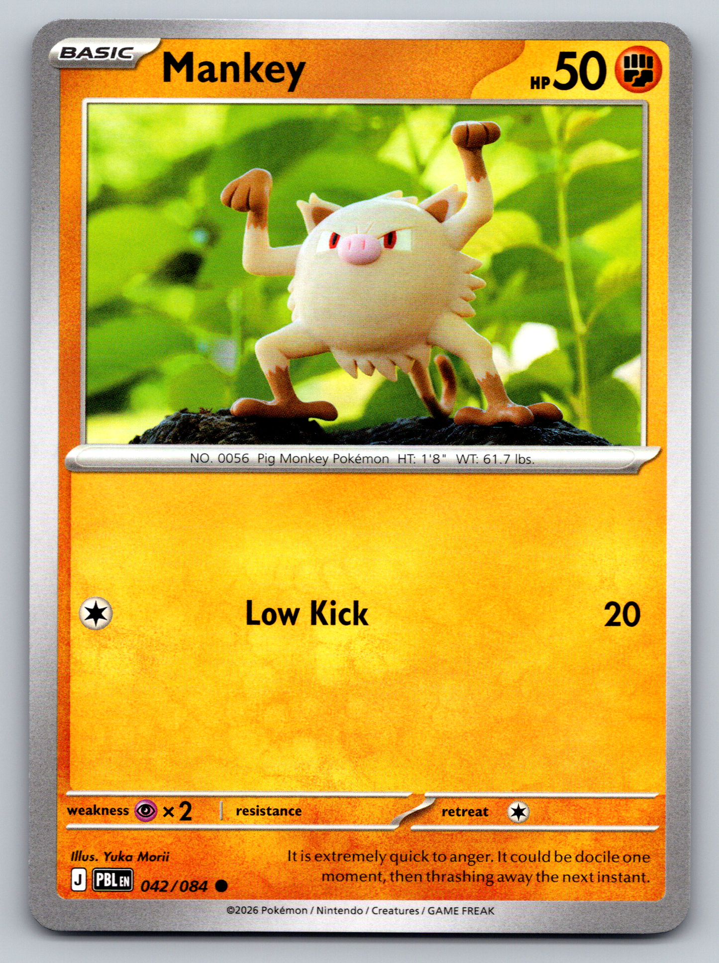Pokémon Trading Card Game Mega Evolution Pitch Black PBL 042/084 Mankey Card