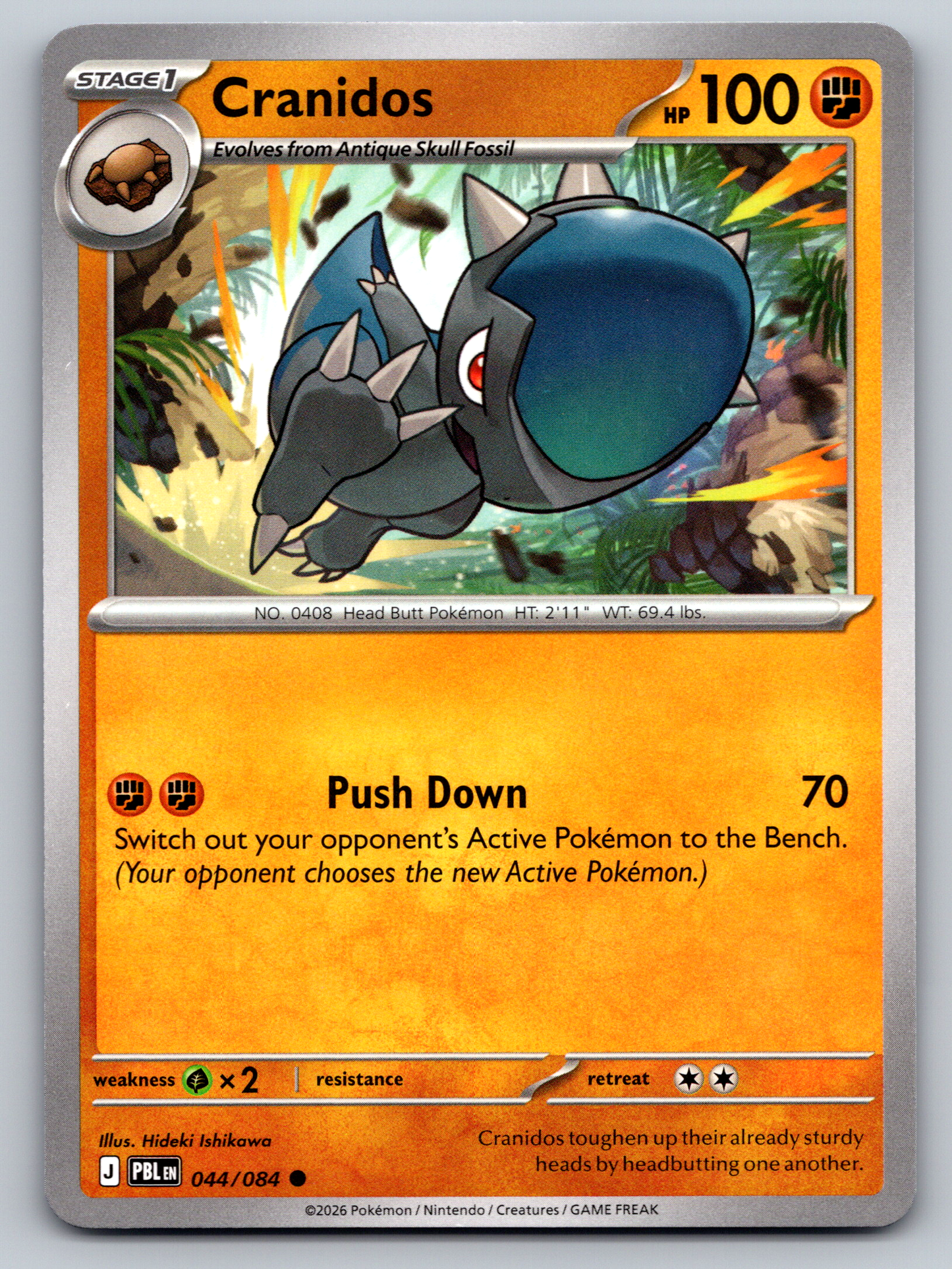 Pokémon Trading Card Game Mega Evolution Pitch Black PBL 044/084 Cranidos Card