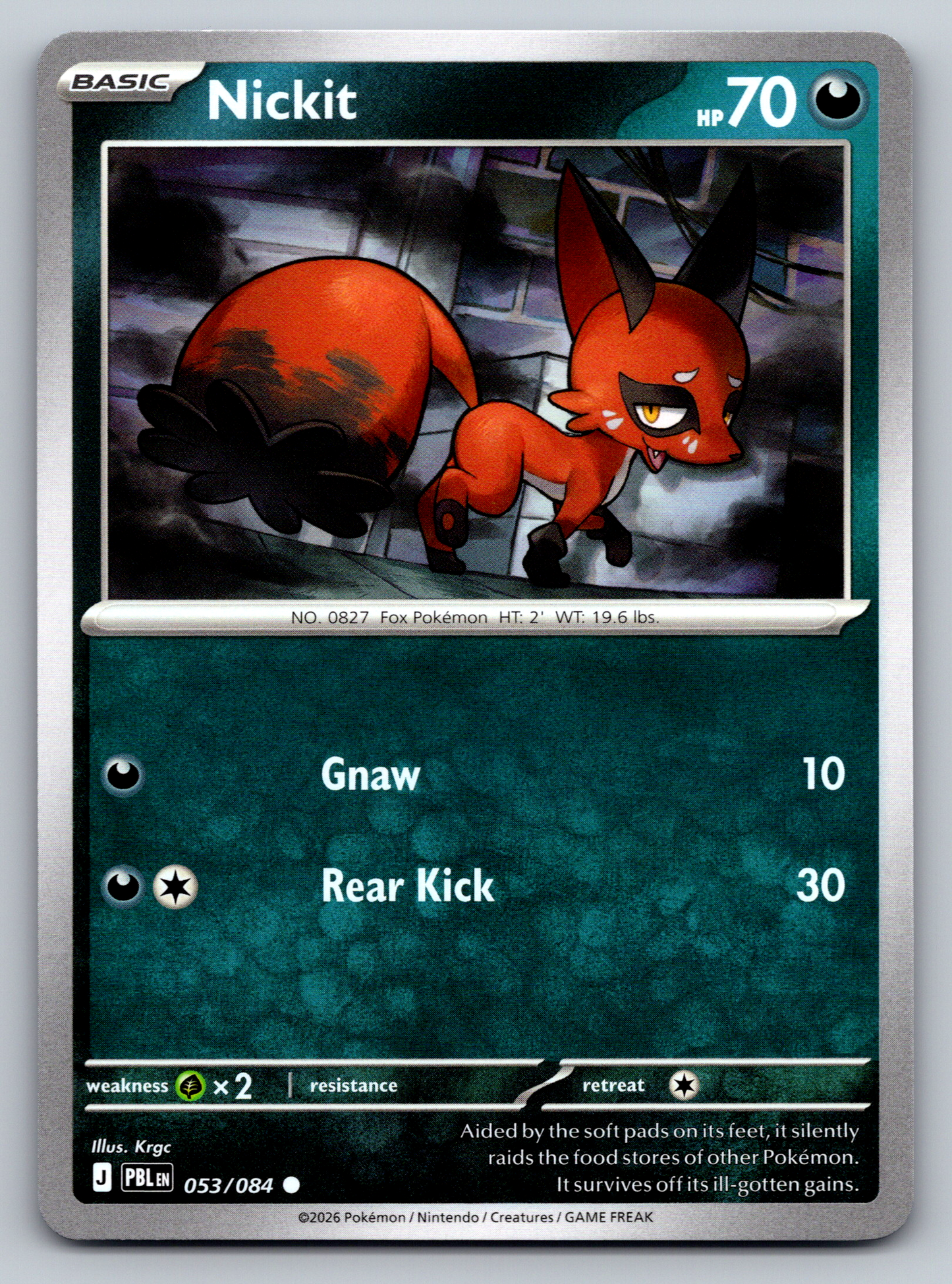 Pokémon Trading Card Game Mega Evolution Pitch Black PBL 053/084 Nickit Card