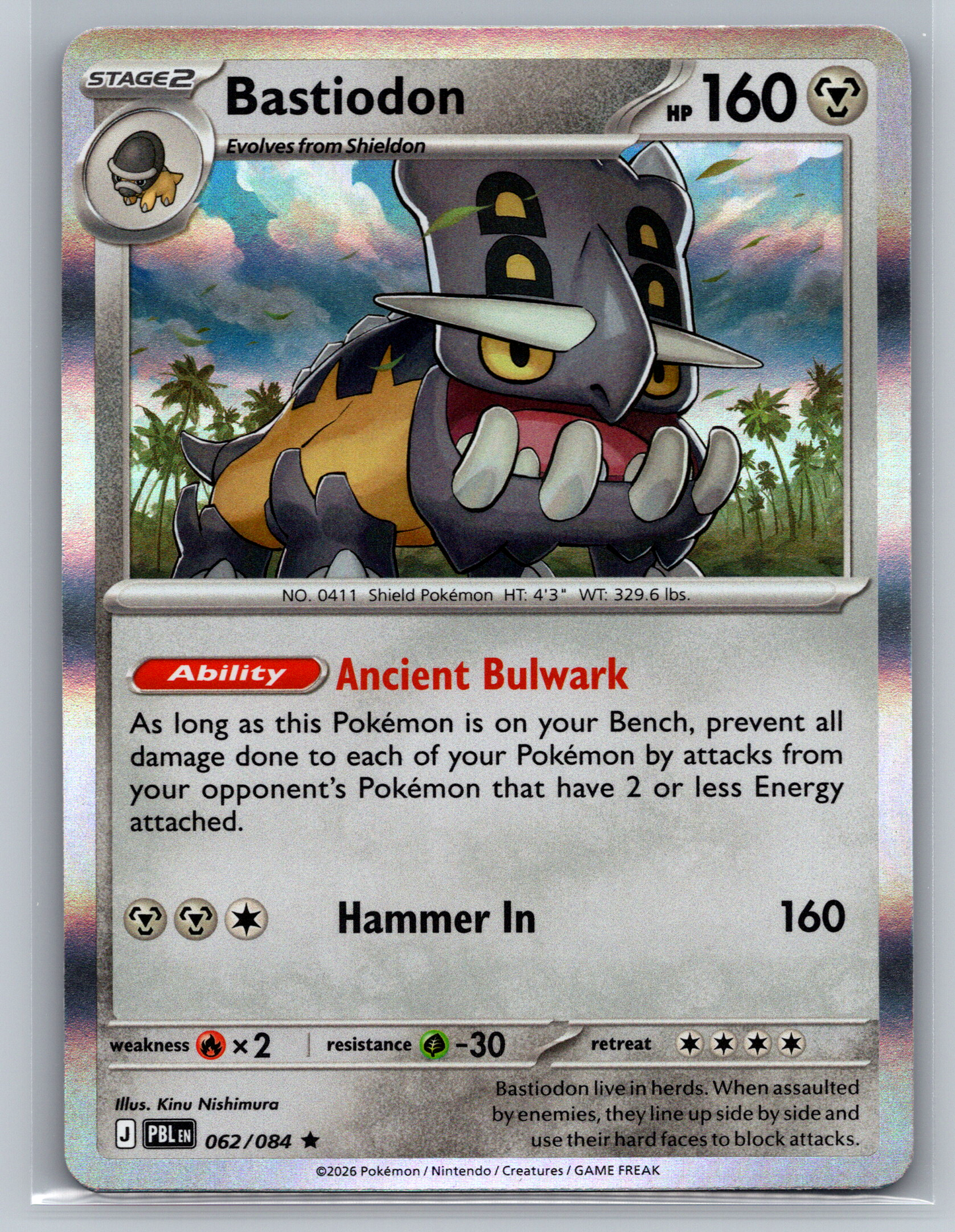 Pokémon Trading Card Game Mega Evolution Pitch Black PBL 062/084 Bastiodon Card