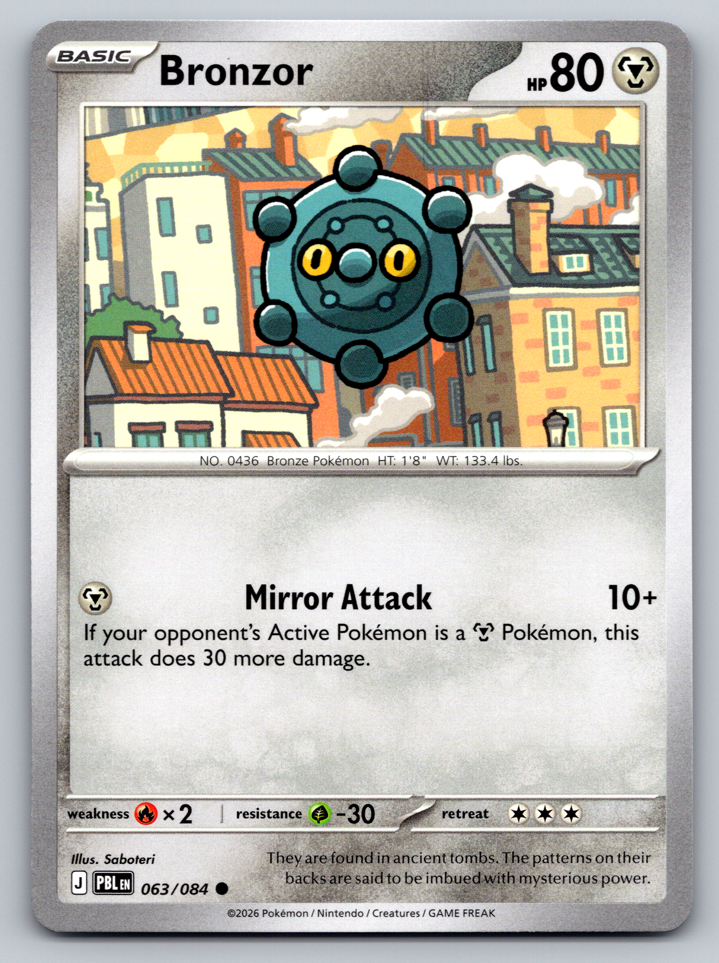 Pokémon Trading Card Game Mega Evolution Pitch Black PBL 063/084 Bronzor Card