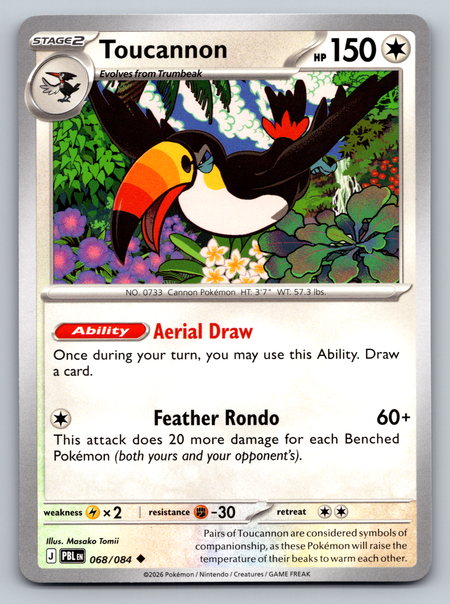 Pokémon Trading Card Game Mega Evolution Pitch Black PBL 068/084 Toucannon Card