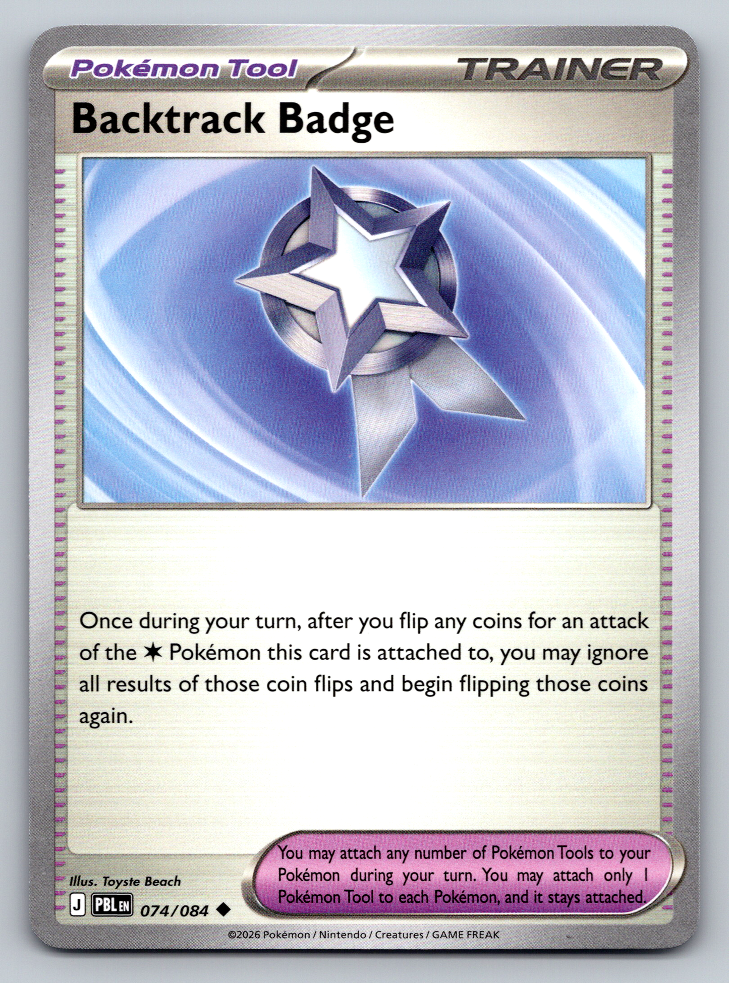 Pokémon Trading Card Game Mega Evolution Pitch Black PBL 074/084 Backtrack Badge Card