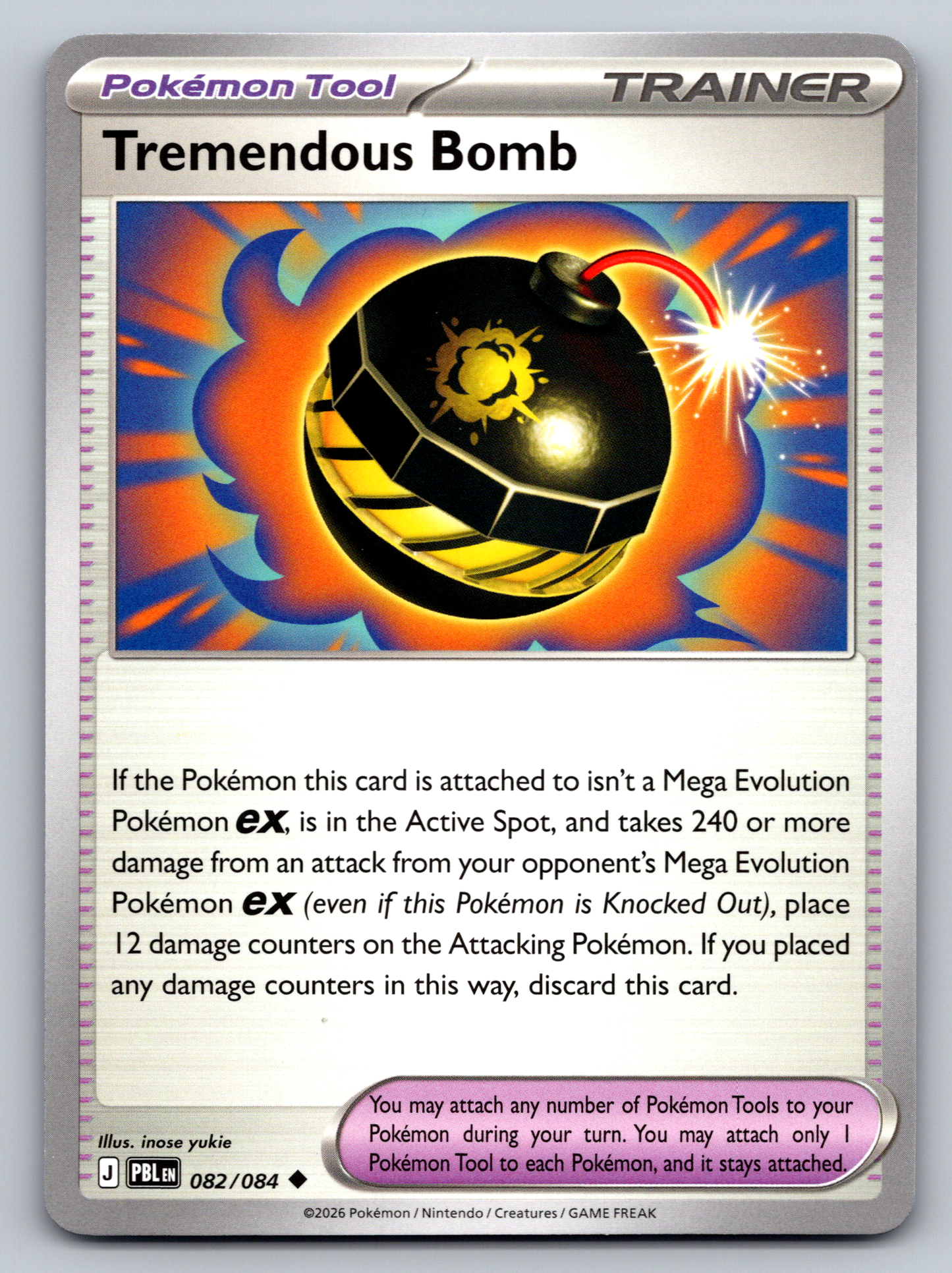 Pokémon Trading Card Game Mega Evolution Pitch Black PBL 082/084 Tremendous Bomb Card
