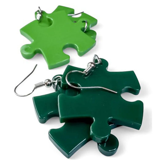 Hook Earrings Opaque Puzzle Piece Pair (Assorted Dice Colors) - Glass City Comics & Collectibles