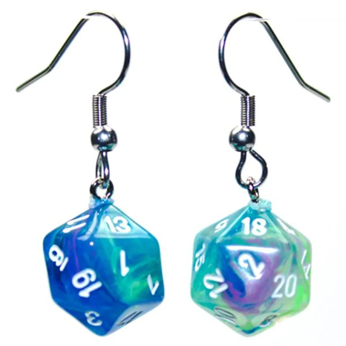Hook Earrings Festive Waterlilly Mini d20 Pair - Glass City Comics & Collectibles