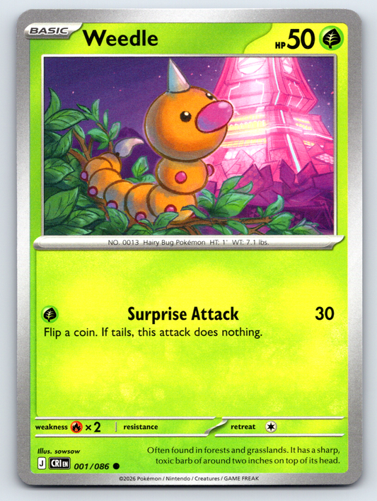 Pokémon Trading Card Game Mega Evolution Chaos Rising CRI 001/086 Weedle