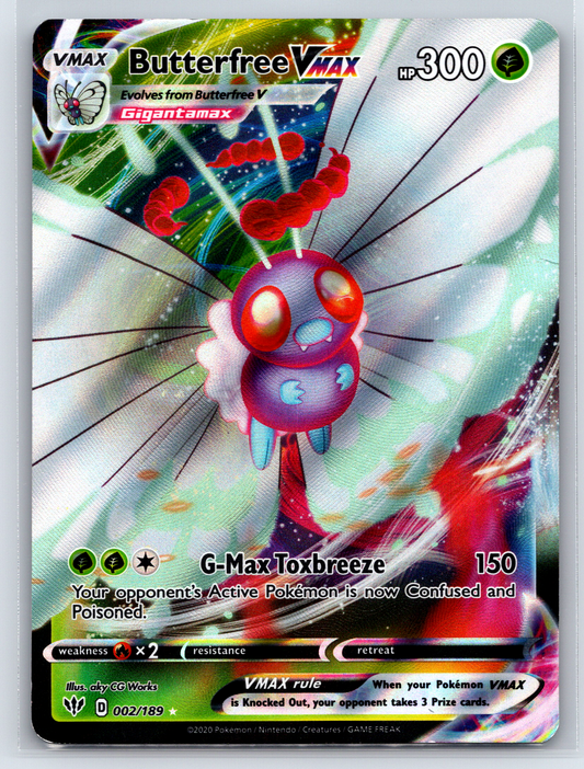 Pokémon Trading Card Game Sword & Shield Darkness Ablaze 002/189 Butterfree VMAX Card