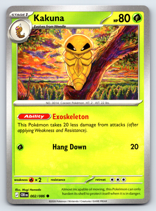 Pokémon Trading Card Game Mega Evolution Chaos Rising CRI 002/086 Kakuna