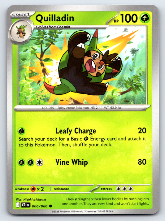 Pokémon Trading Card Game Mega Evolution Chaos Rising CRI 006/086 Quilladin