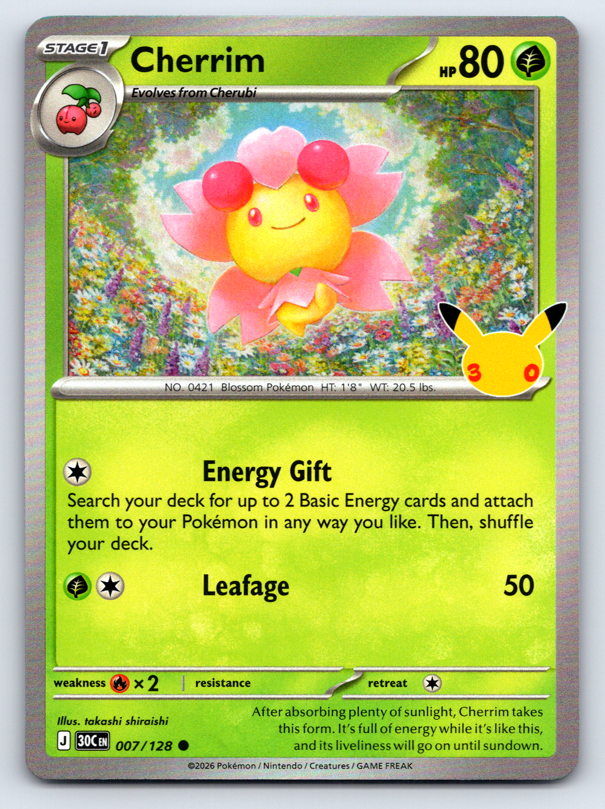 Pokémon Trading Card Game 30th Celebration 30C 007/128 Cherrim