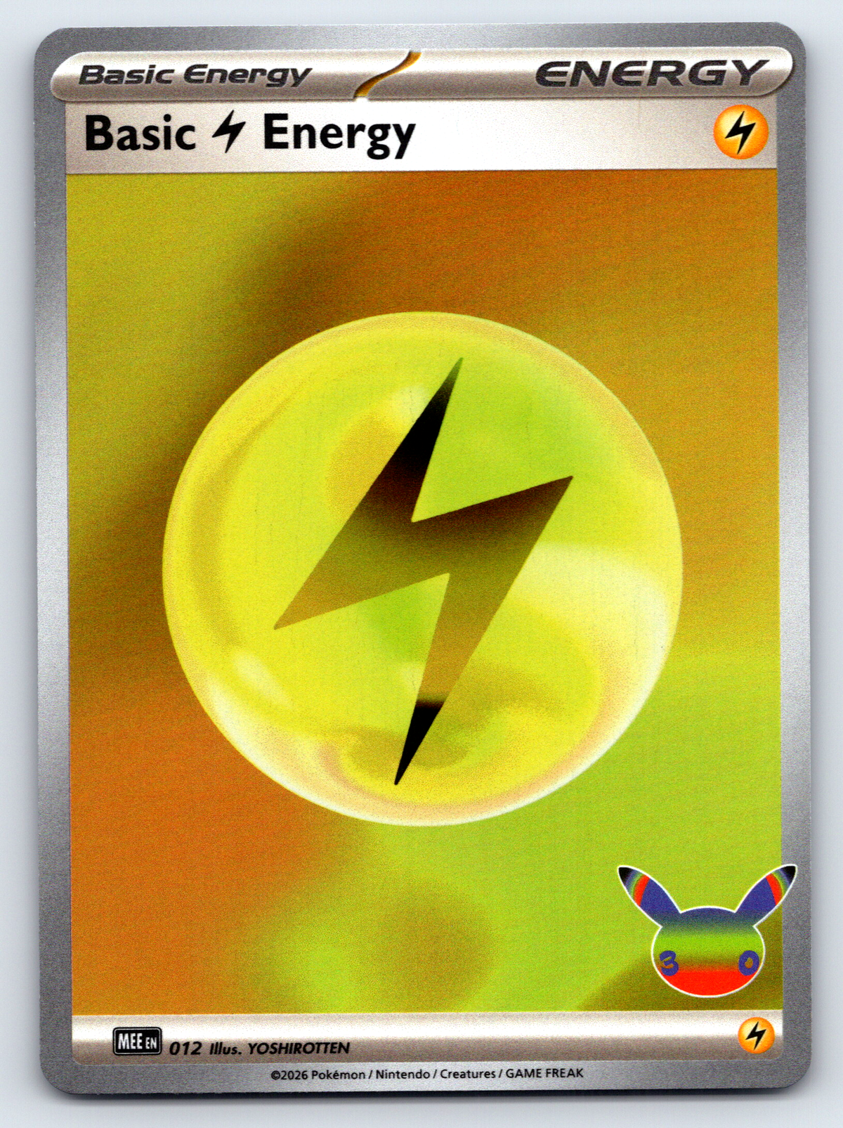 Pokémon Trading Card Game 30th Celebration MEE 012 Lightning Energy