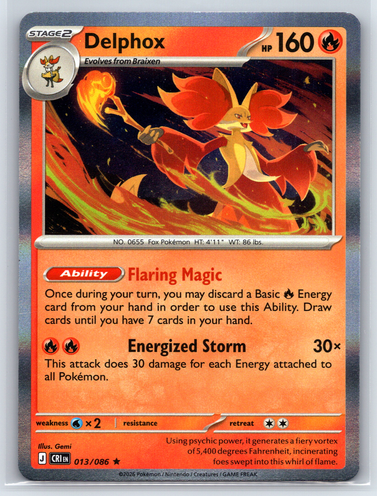 Pokémon Trading Card Game Mega Evolution Chaos Rising CRI 013/086 Delphox