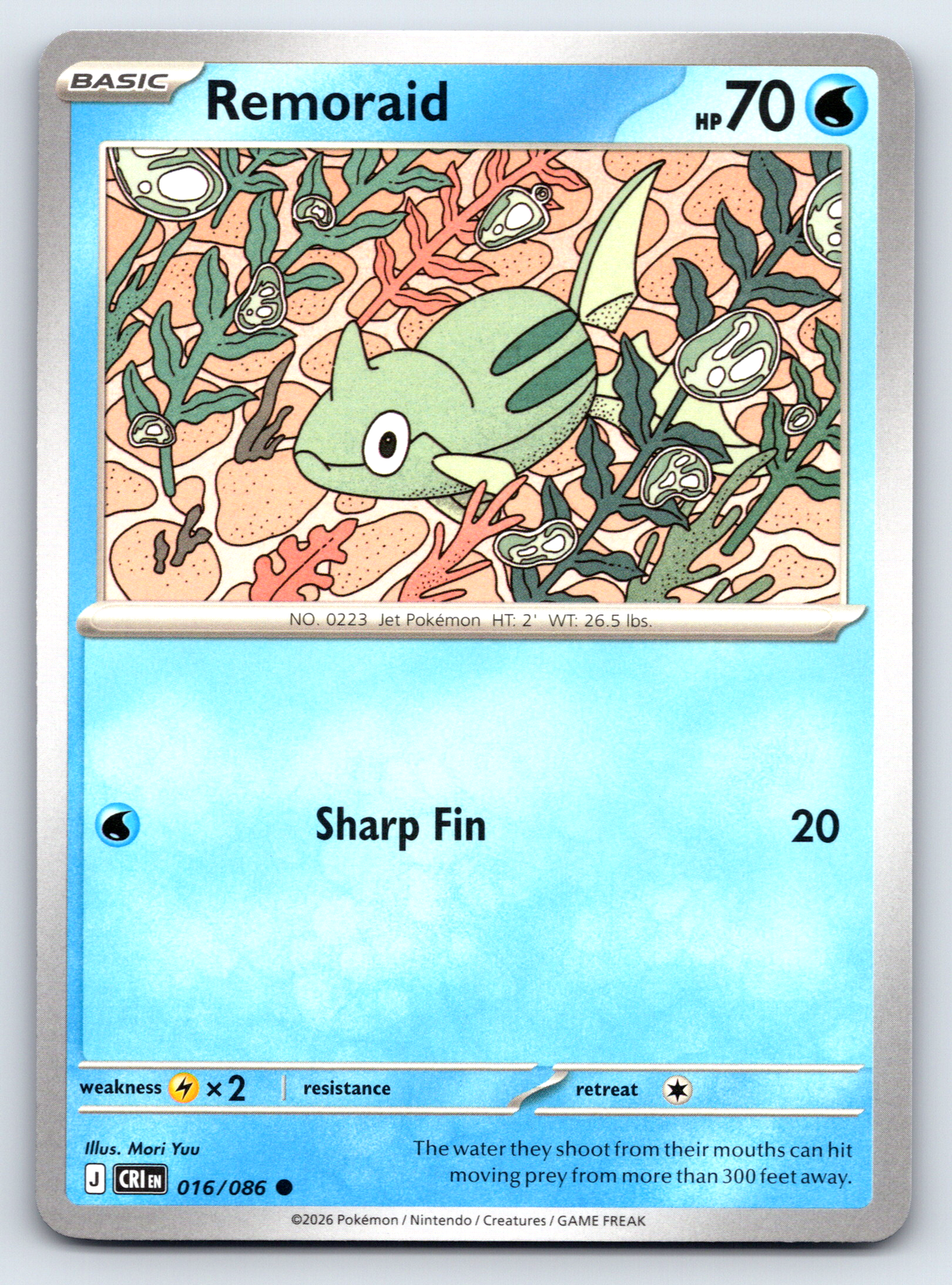 Pokémon Trading Card Game Mega Evolution Chaos Rising CRI 016/086 Remoraid
