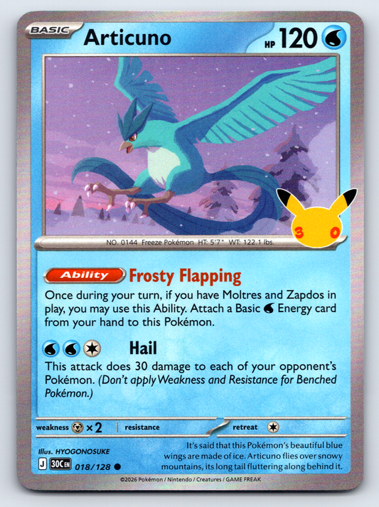 Pokémon Trading Card Game 30th Celebration 30C 018/128 Articuno