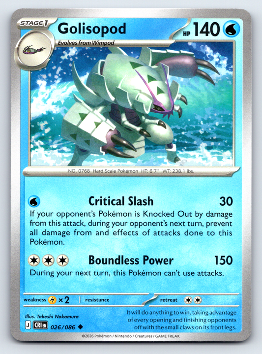 Pokémon Trading Card Game Mega Evolution Chaos Rising CRI 026/086 Golisopod