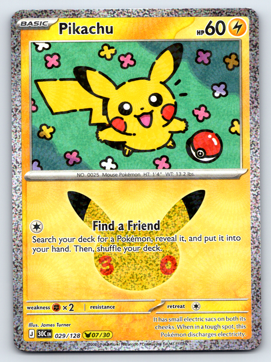 Pokémon Trading Card Game 30th Celebration 30C 029/128 Pikachu 07/30