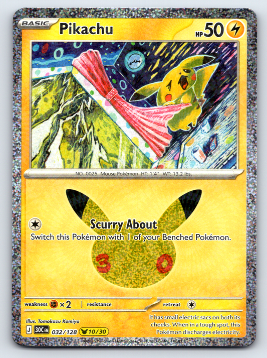 Pokémon Trading Card Game 30th Celebration 30C 032/128 Pikachu 10/30