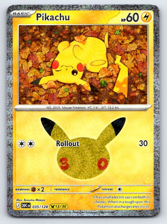 Pokémon Trading Card Game 30th Celebration 30C 035/128 Pikachu 13/30