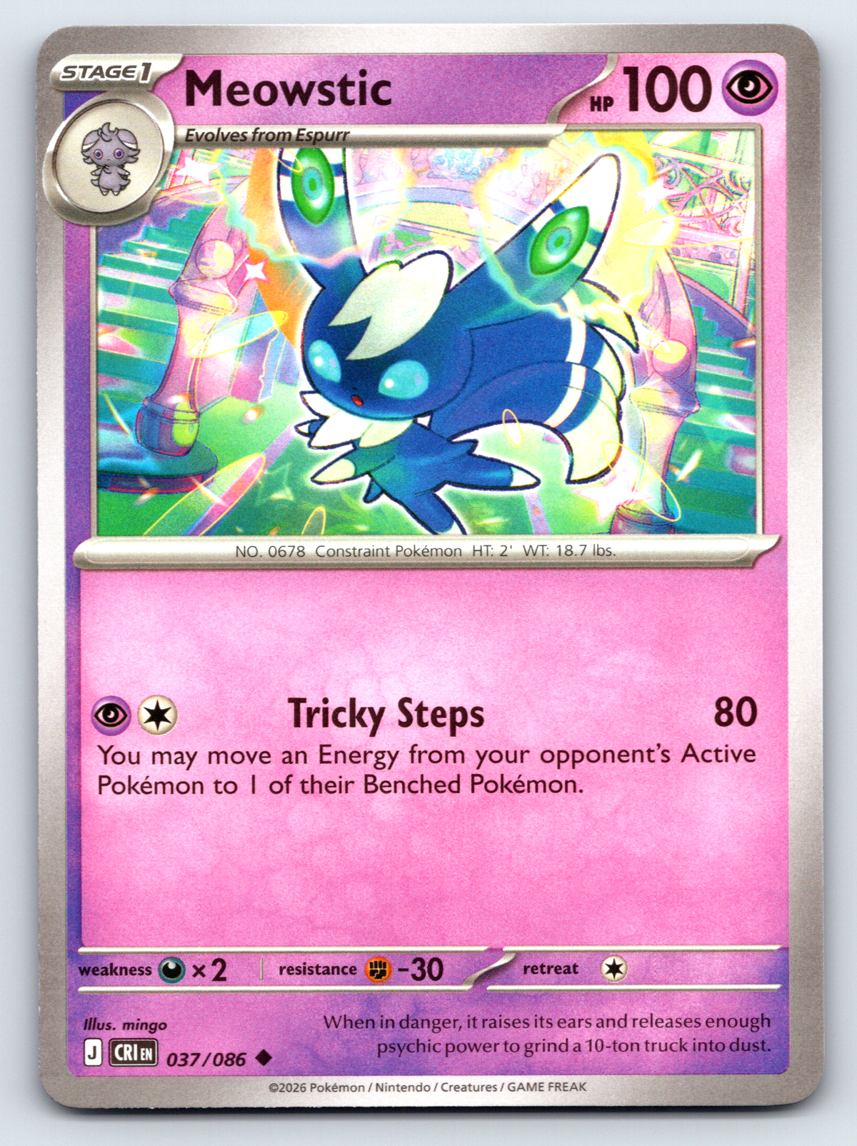 Pokémon Trading Card Game Mega Evolution Chaos Rising CRI 037/086 Meowstic