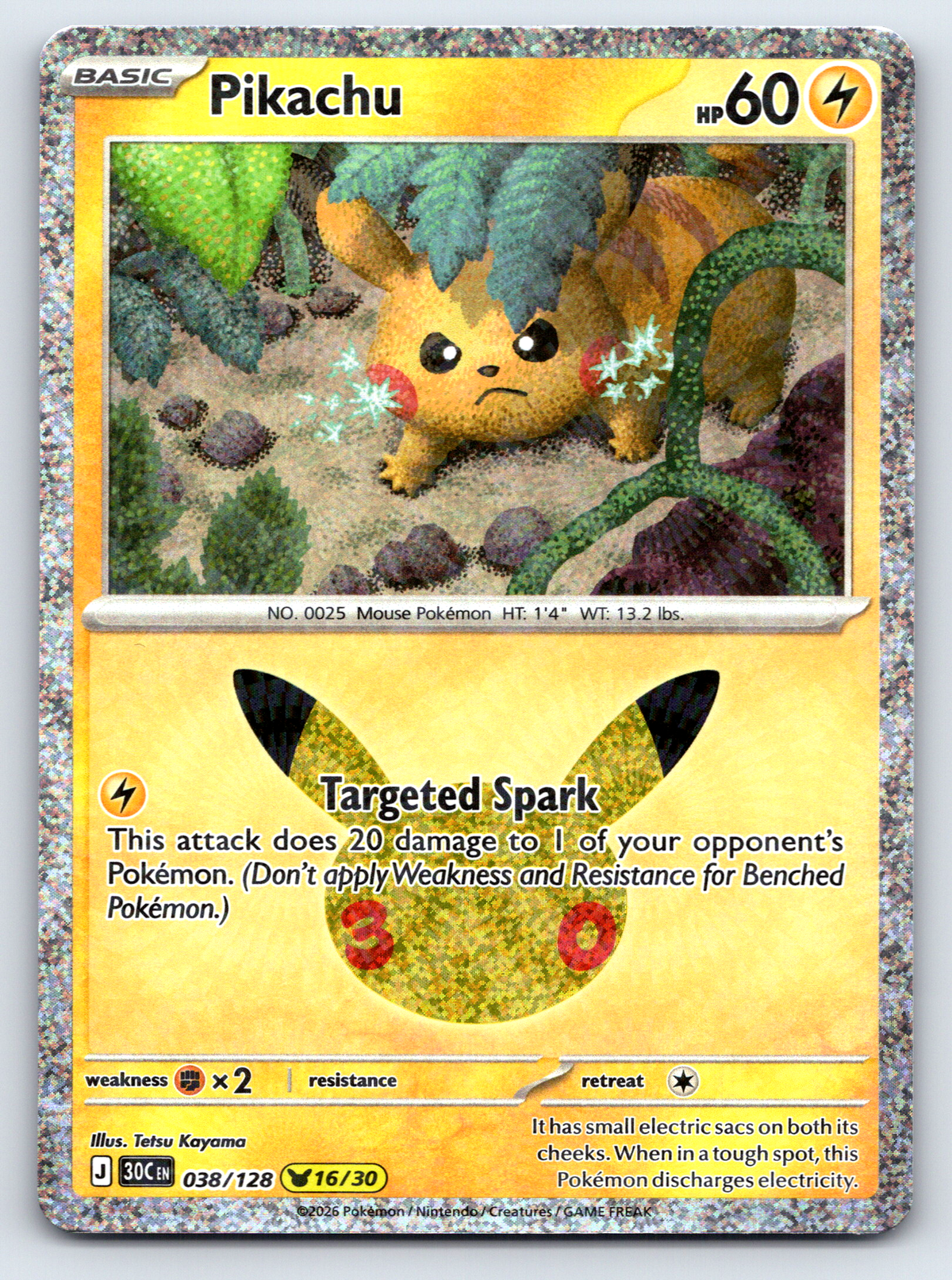 Pokémon Trading Card Game 30th Celebration 30C 038/128 Pikachu 16/30