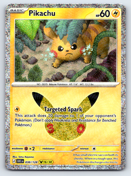 Pokémon Trading Card Game 30th Celebration 30C 038/128 Pikachu 16/30