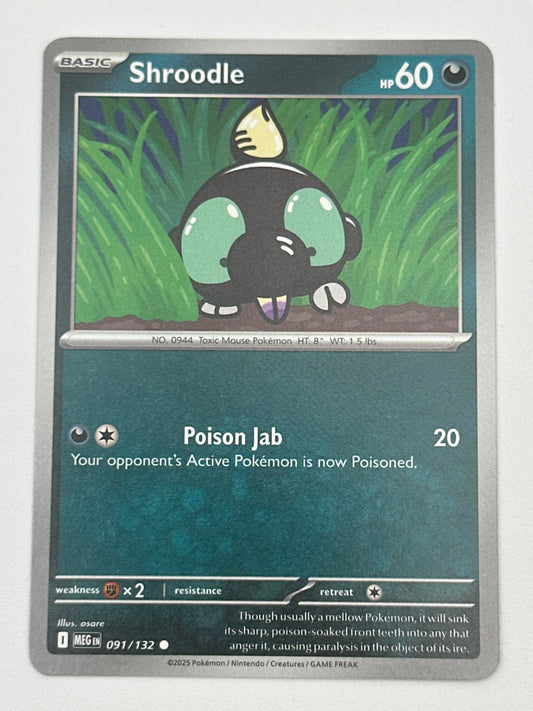Pokémon Trading Card Game Mega Evolution MEG 091/132 Shroodle Base Card