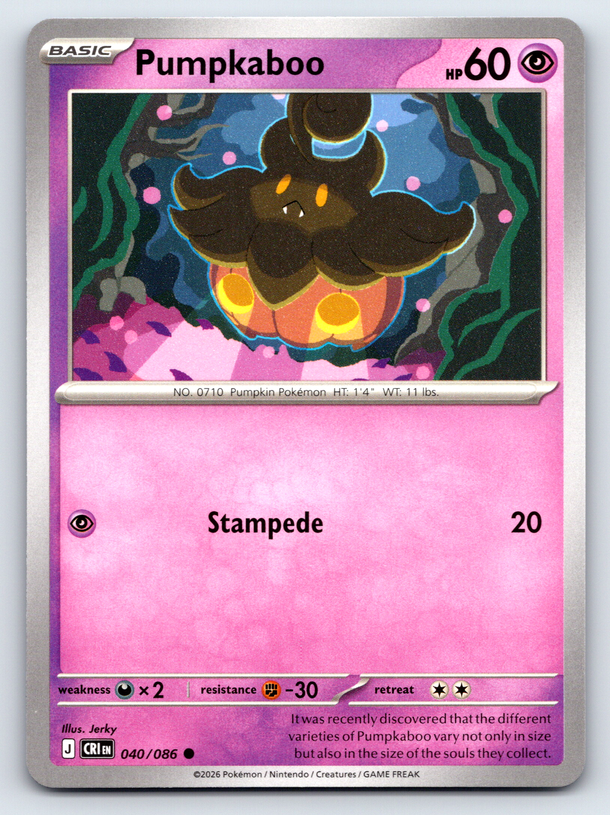 Pokémon Trading Card Game Mega Evolution Chaos Rising CRI 040/086 Pumpkaboo
