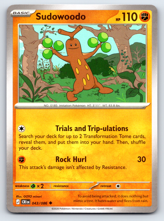 Pokémon Trading Card Game Mega Evolution Chaos Rising CRI 043/086 Sudowoodo