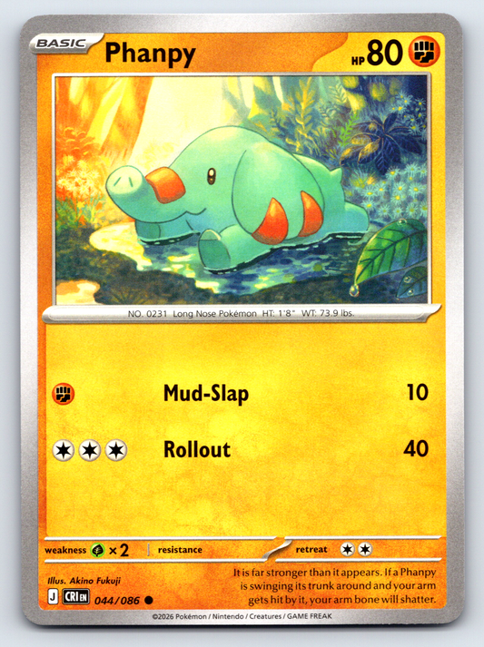 Pokémon Trading Card Game Mega Evolution Chaos Rising CRI 044/086 Phanpy